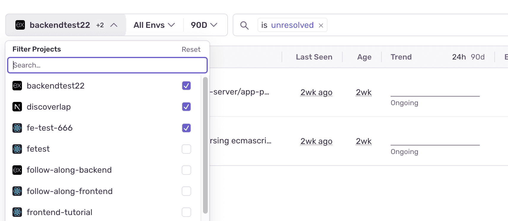 Project selector